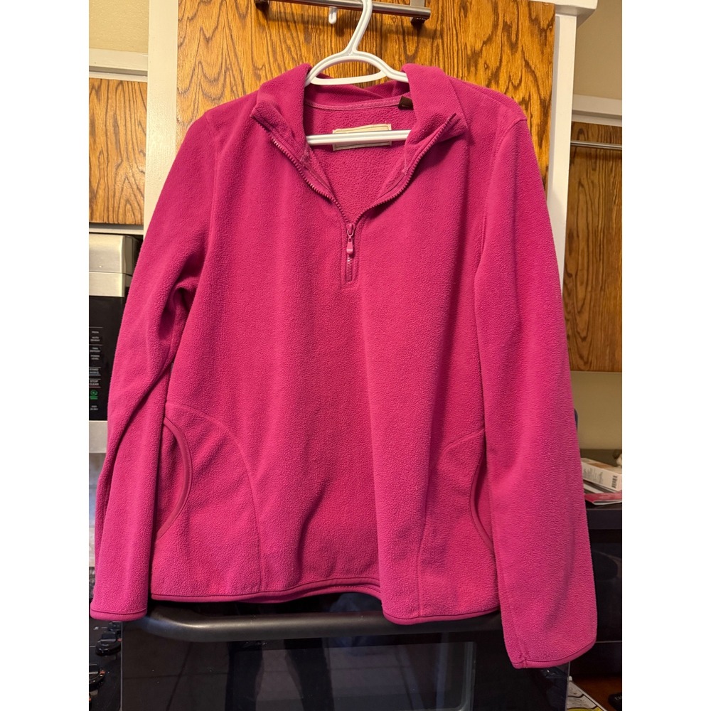 Bit & Bridle Womens XL Pink Fleece Quarter Zip Pullover Sweater with Pockets